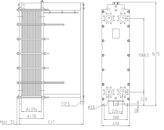 Размер THERMAKS РТА(GD)-42 со сдвоенной стенкой