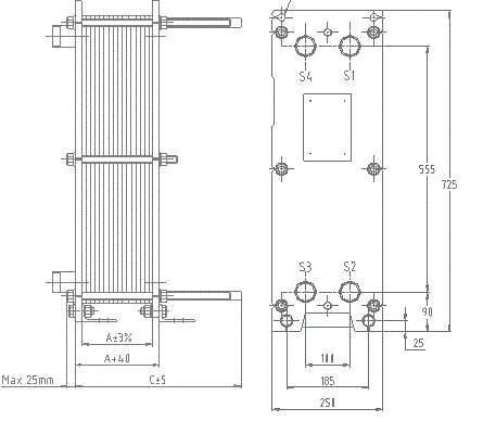 Размер THERMAKS РТА(GD)-9 со сдвоенной стенкой