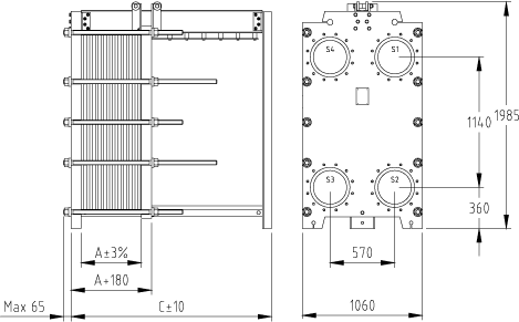 Размер THERMAKS РТА(GL)-85 Размер THERMAKS РТА(GL)-85