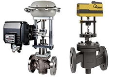 Control valves with electric and pneumatic drive